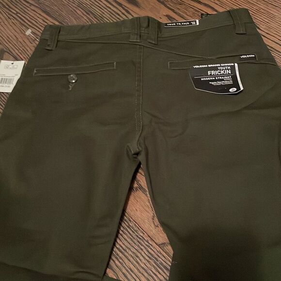 EUC Volcom Frikin Modern Stretch Chino Pants Dark Green Size 26” - Picture 4 of 7